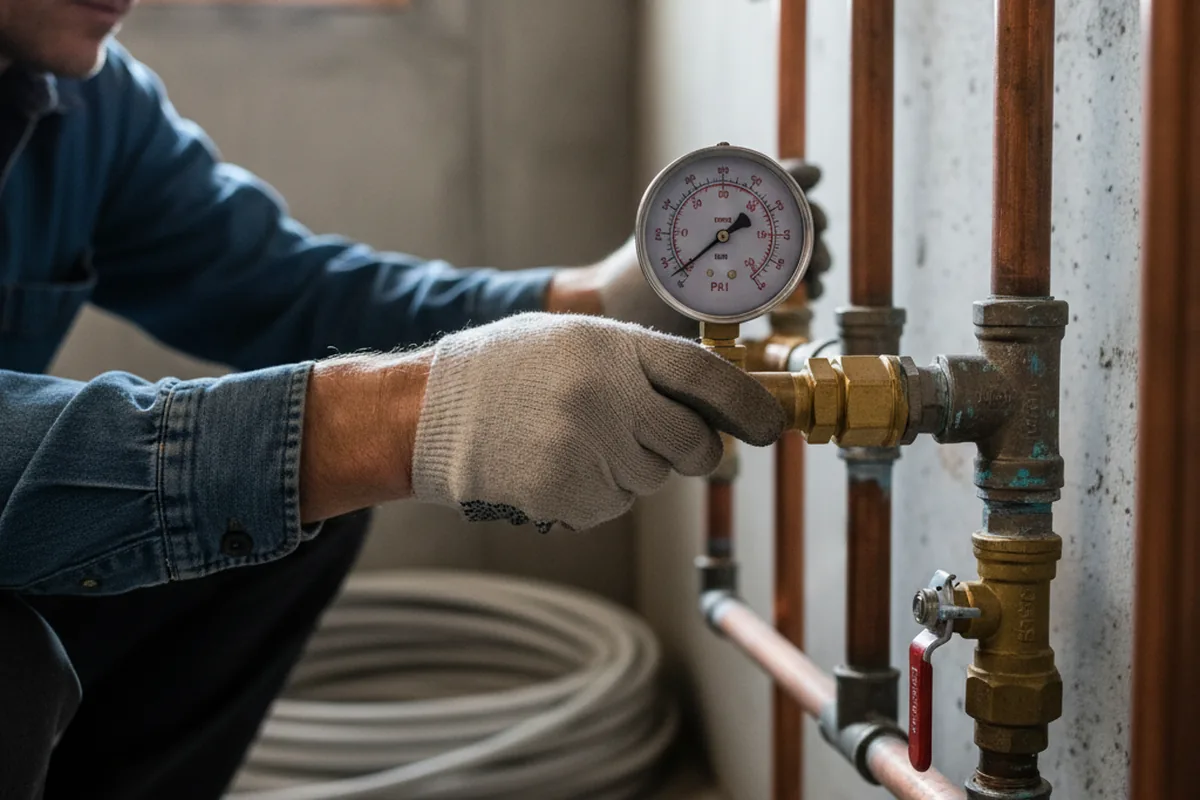 Pressure testing a repaired line during Water Line Repair in Topanga